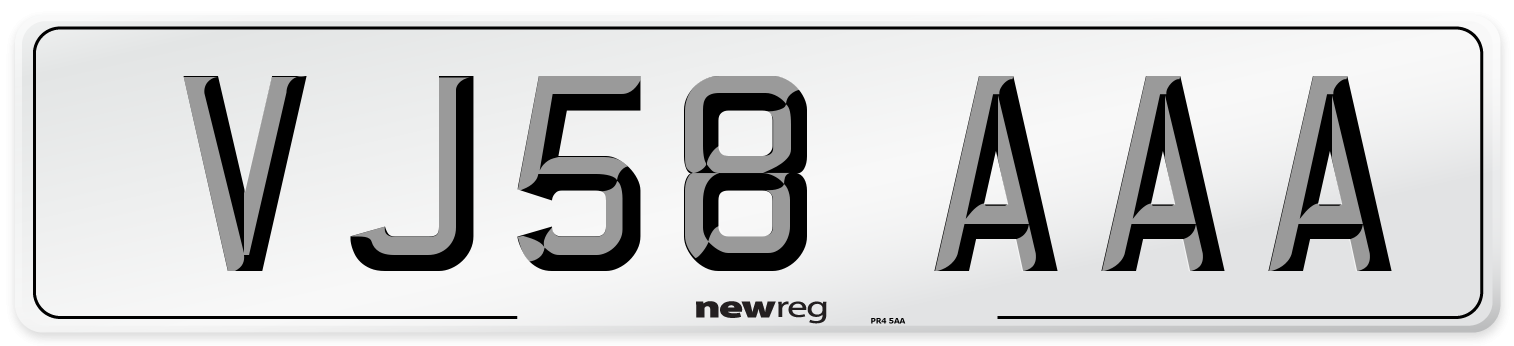 VJ58 AAA Number Plate from New Reg